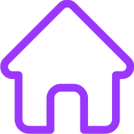 A purple house with an arrow in the middle of it.